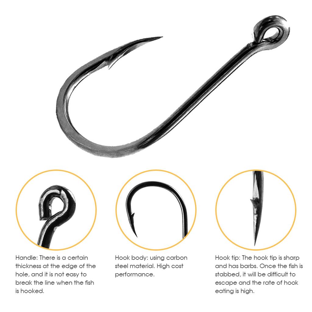100pcs Fishing Hook Set Size 3-12 Carbon Steel Fishhook Fly Fishing Barbed Carp Hooks Fish Tackle Box Accessories For Men Women