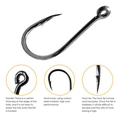 Set de 100 hameçons de pêche Taille 3-12 Acier au Carbone Hameçon de Pêche Hameçons Barbelés pour la Pêche à la Mouche Carpe Boîte d'Accessoires d'Équipement de Pêche Pour Hommes Femmes