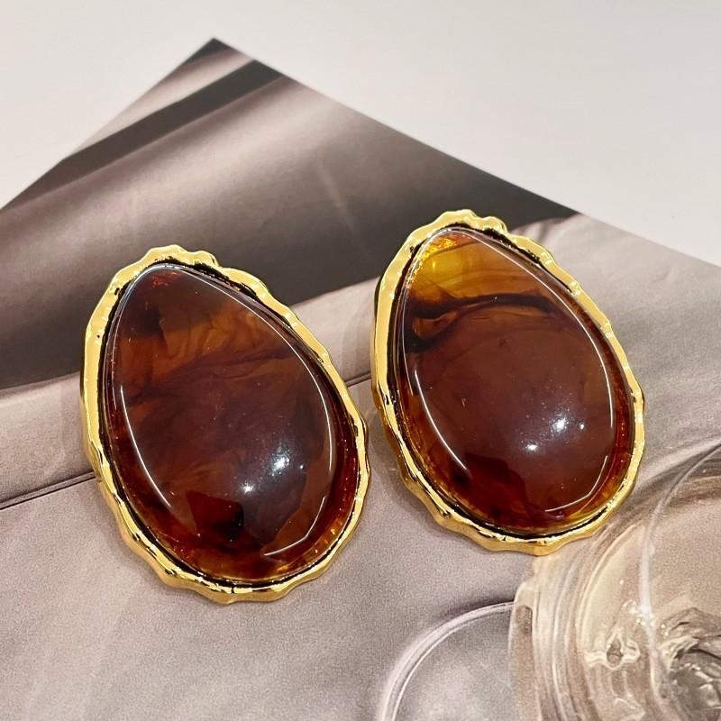 Natural tiger's eye stone series stud earrings for women Maillard exquisite retro earrings niche light luxury high-end temperament earrings