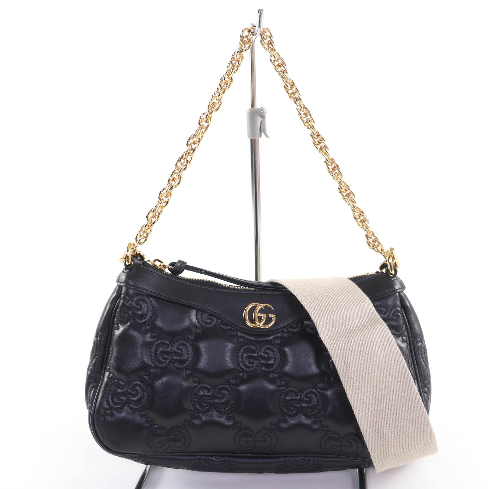 

Excellent GUCCI Shoulder Bag GG Matelasse 2-Way Leather Handbag black 735049 Used