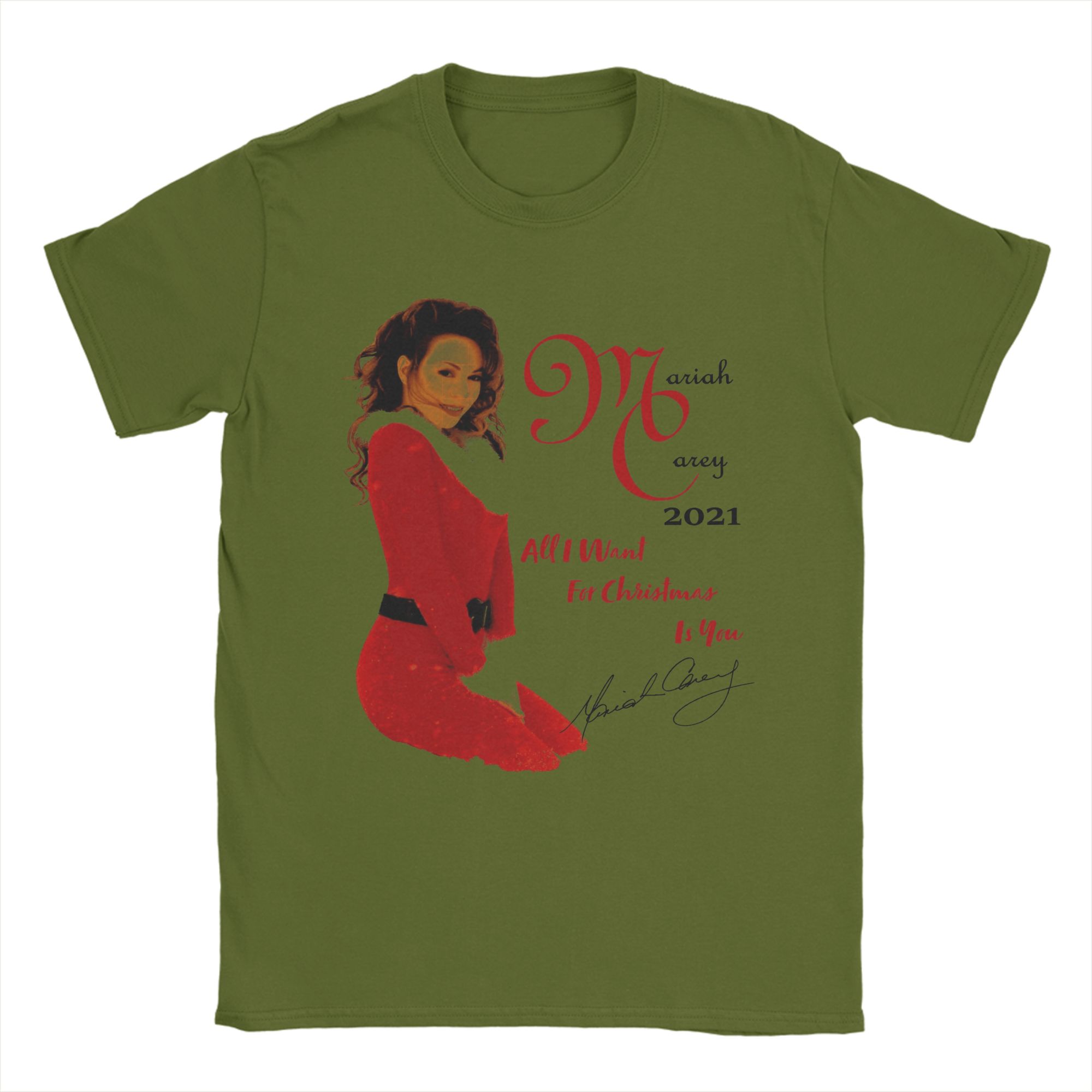 

Mariah Carey Signature All I Want For Christmas Is You T-Shirt for Men Cotton Tee Shirt Crewneck Short Sleeve T Shirts Clothes 4XL