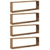 Cube Wall Shelves Set of 4 Rustic Wood Look 100 X 15 X 30 Cm Engineered Wood