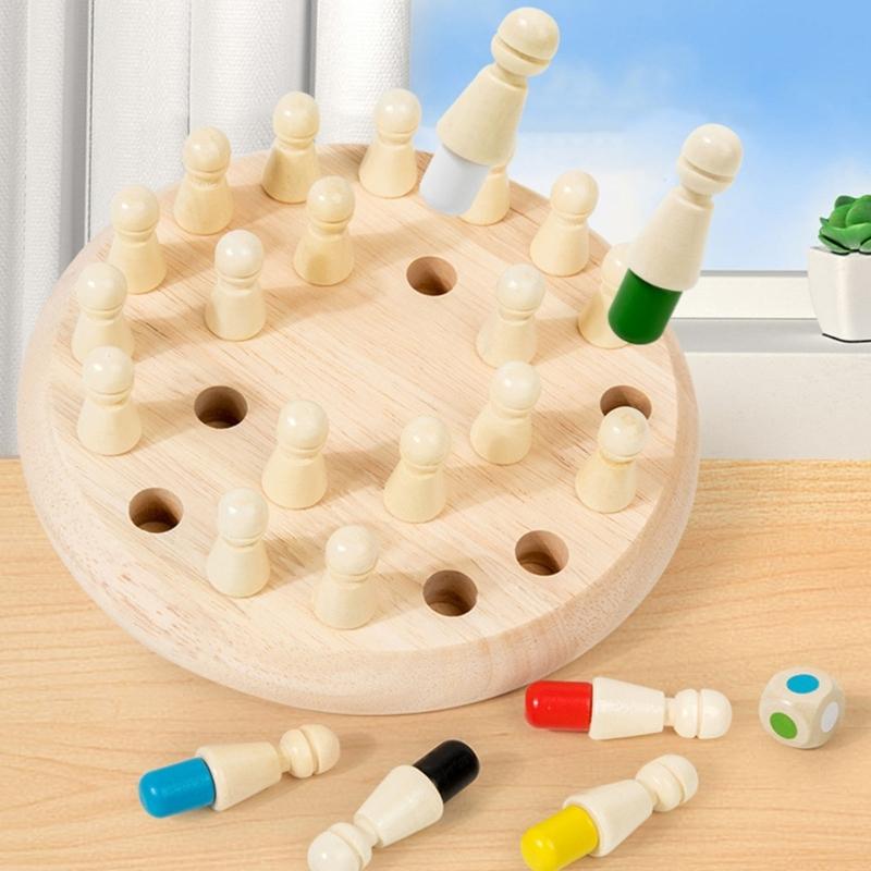 Wooden Memory Matching Game Concentration Training Educational Toy Early Education Color Memory Chess for Kids