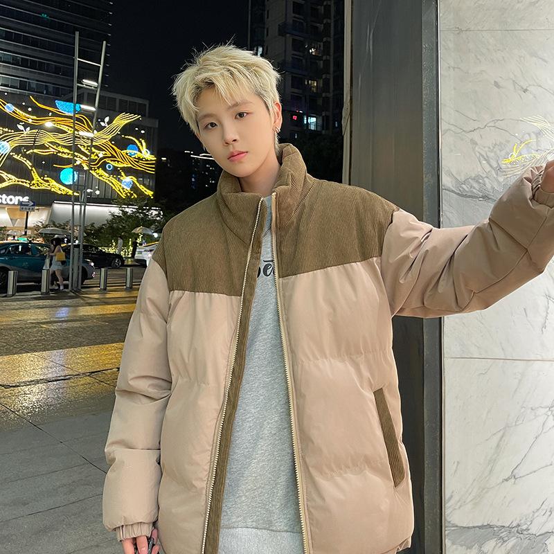 

Down cotton jacket couple model winter thickened warm stand-up collar padded jacket bread jacket jacket trendy cotton jacket 6XL кофейный