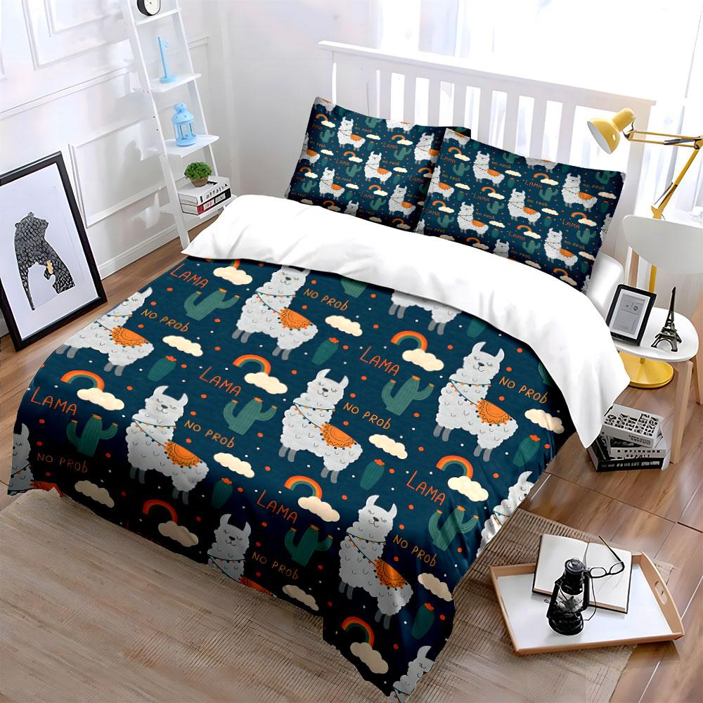 Llama No Prob Pattern Bedding Bedding Duvet Cover Set Duvet Cover Pillowcases (1 * Duvet Cover 2 * Pillowcases, Without Duvet Insert)