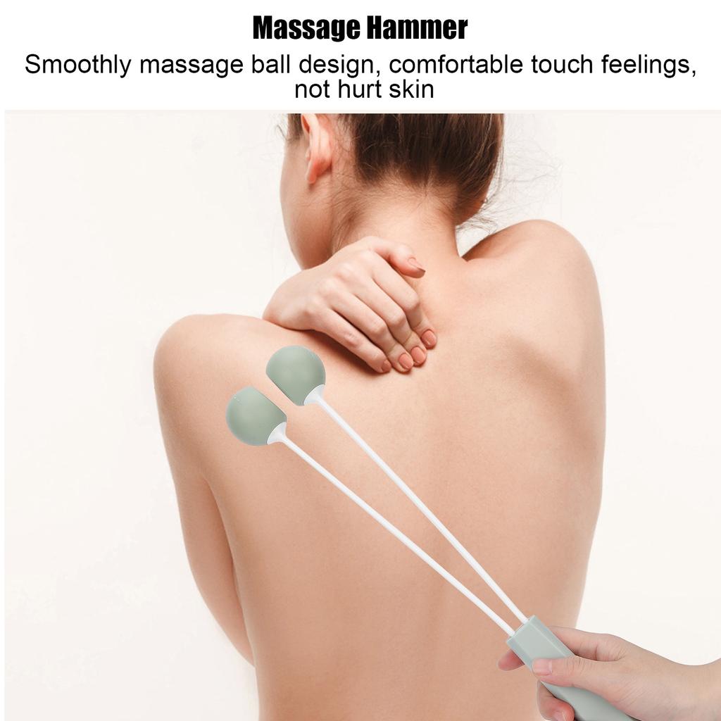 Body Massage Hammer Handheld Pat Massage Hammer Fitness Anti‑Slip Double Ball Silicone Body Pat Massager
