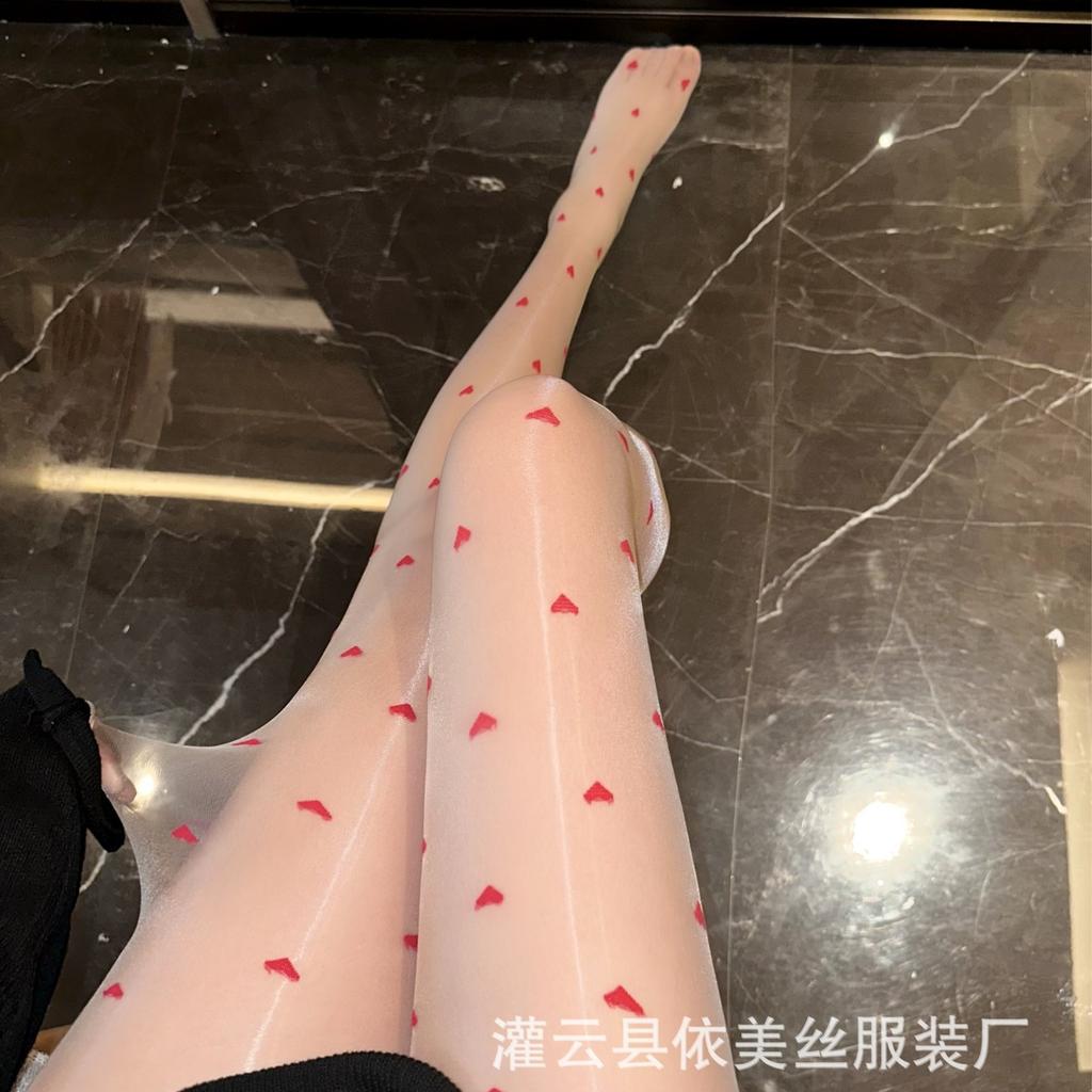 Man desire sex stockings love oily pantyhose heart-shaped dot pure desire black stockings silky open crotch 4001