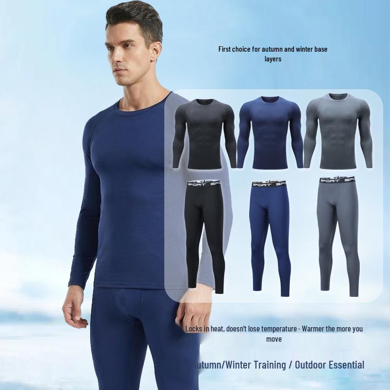 Conjunto de Capa Base Cálida de Secado Rápido para Hombre para Otoño/Invierno - Ideal para Montañismo, Senderismo y Running