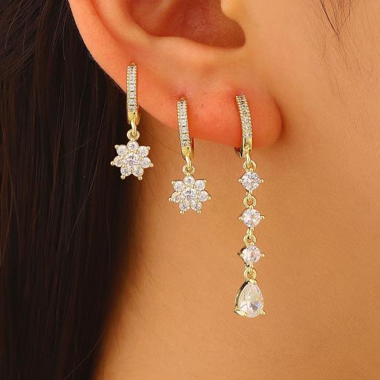 Pcs Women Earrings Set Sparkling Rhinestone Flower Butterfly Chain Hoop Earrings Gold