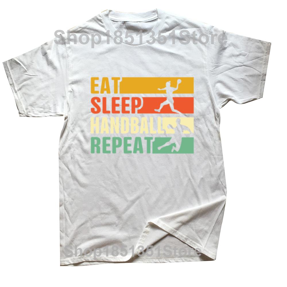

Eat Sleep Handball Repeat Tee Players Handball Retro Graphic TShirts Streetwear Cotton Oversize Summer Mens clothing S