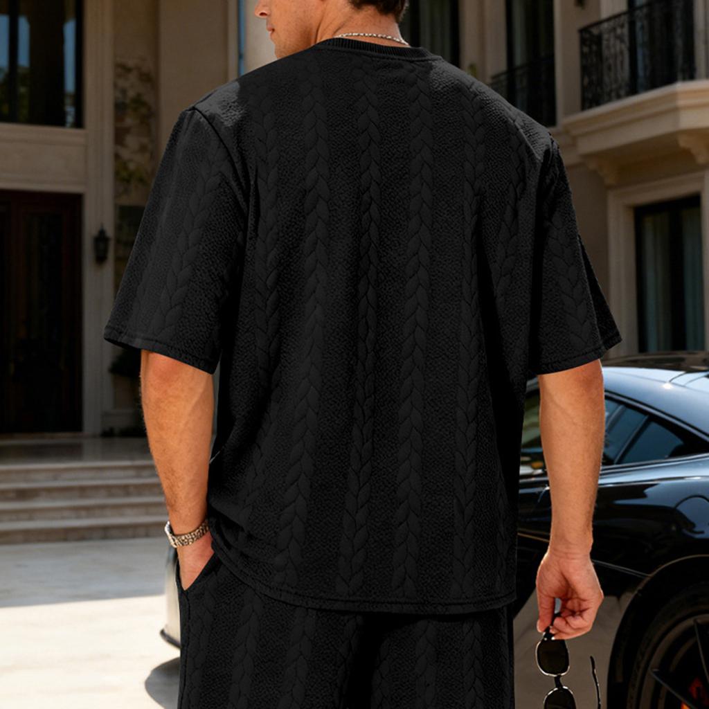 Men's Short Sleeve Crew Neck Knit T Shirt Relaxed Fit Soft Fabric Casual Pullover Top for Everyday Wear
