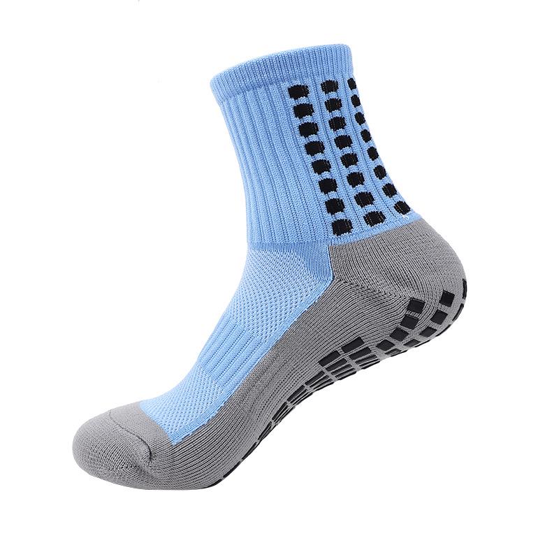 Professional Mid-Calf Anti-Slip Sports Socks for Men & Women - Thickened Terry Bottom, Grey Sole, for Football & Basketball.