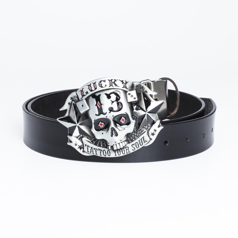 Cinto de Couro Masculino com Fivela de Caveira Retrô - Estilo Personalizado do Velho Oeste Americano