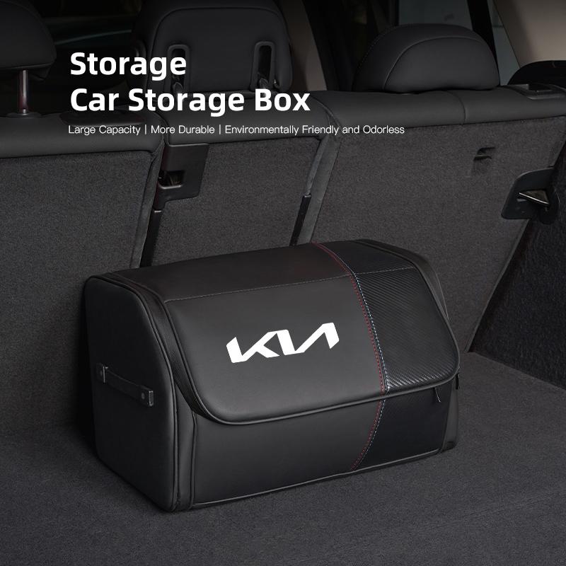 GSOT3 Carbon Fiber Style Car Trunk Storage Organizer Box Bag For KIA Sportage Seltos Sorento K3 K4 Soul Carnival EV6 EV9 Carnival K5