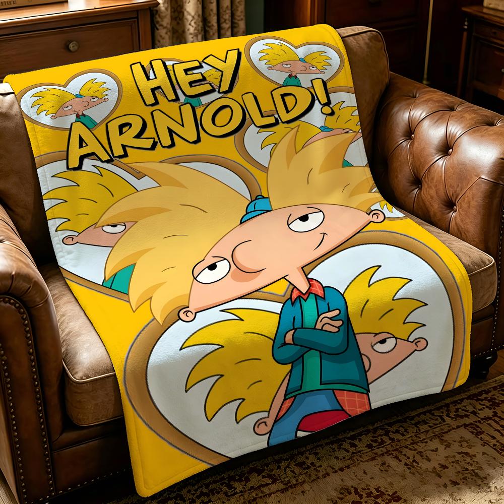 cartoon H-Hey Arnold!-! Throw Thick Comfort Flannel Quilt, Multi-scene Use Indoor Outdoor Daily Nap
