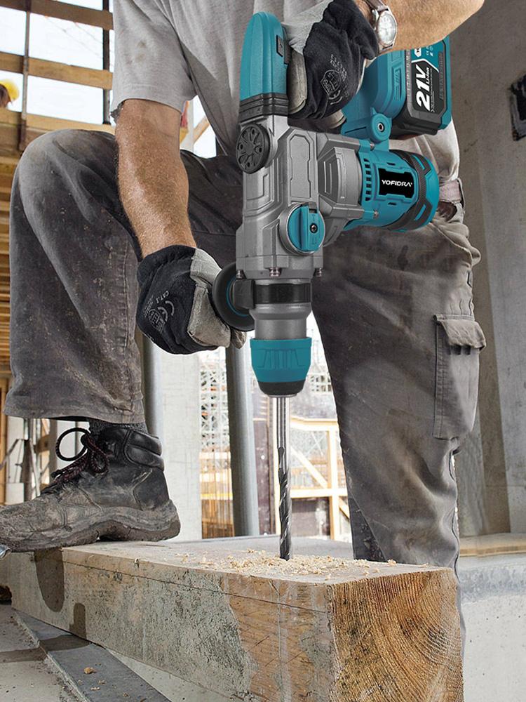 YOFIDRA Brushless 26MM Electric Hammer Impact Drill 8000IPM Multi-Screwdriver Rotary Drilling Tool For Makita 21V Battery Pin