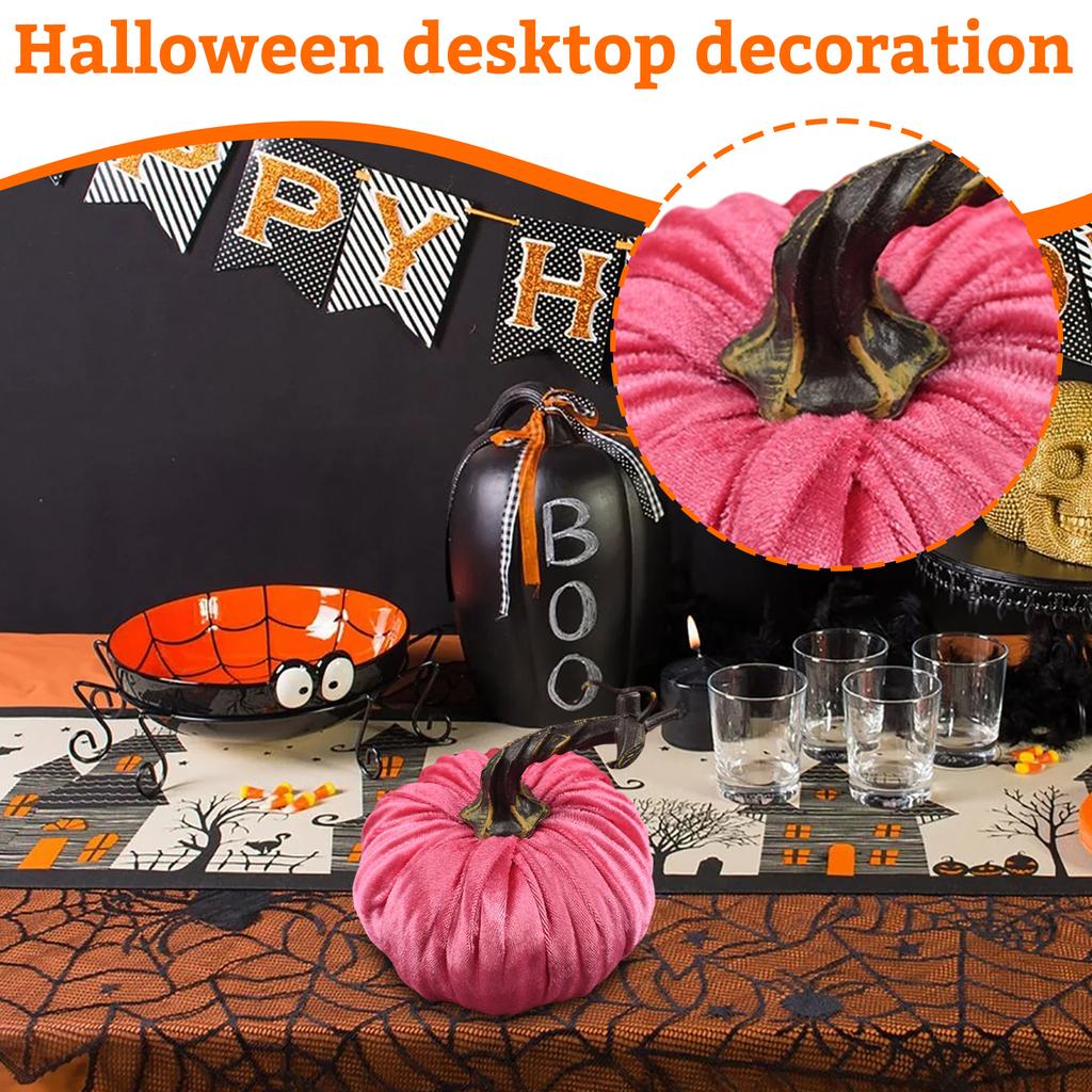 Faux Flannel Pumpkin Halloween Decoration for Cabinet Display and Photography Prop with Foam