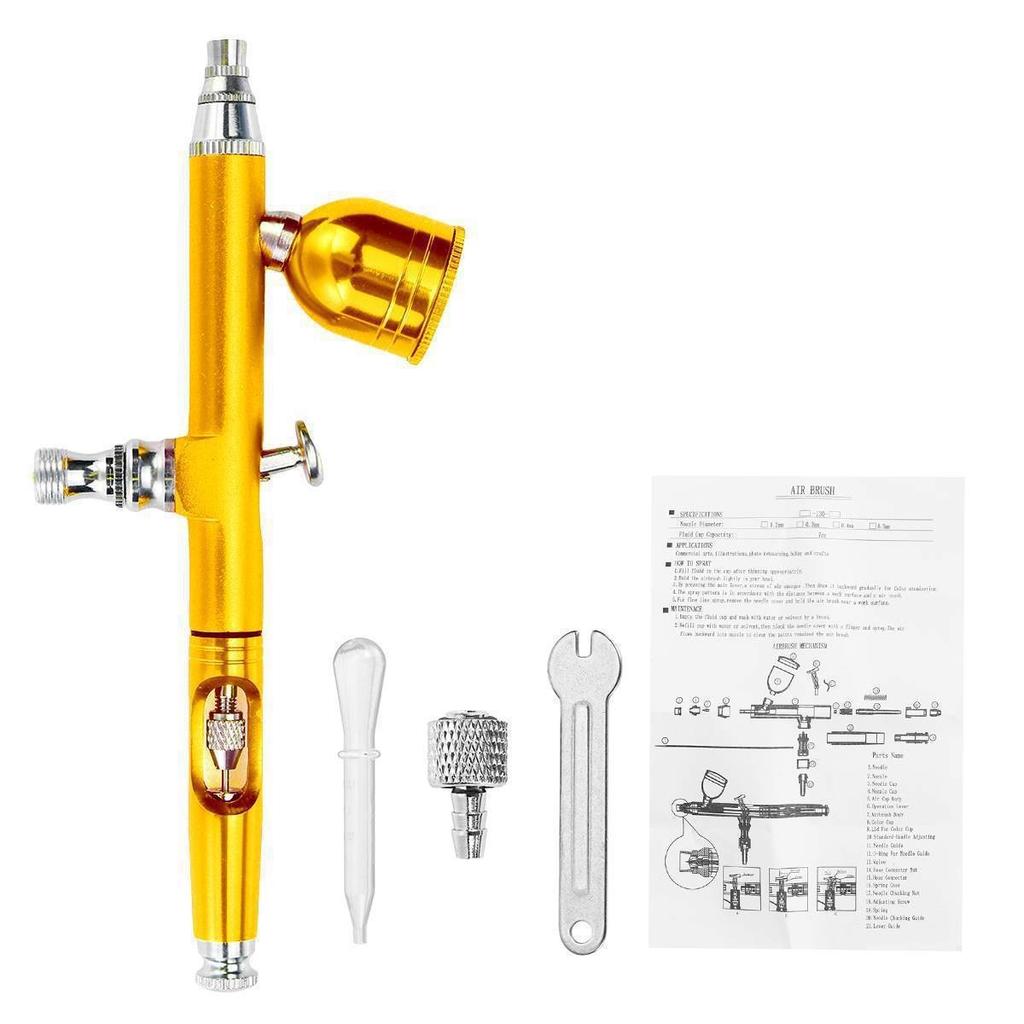 Airbrush Kit, Dual-Action Gravity Air Brush Gun with 3 Nozzle Sets, Aluminum Spray Gun for Makeup Nail Art Painting Model