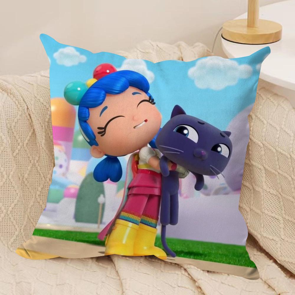 True R-Rainbow Kingdom Cushion Cover Silky Short Plush Double-Sided Printed Pillow Case for Sofa All Seasons Home Decor Gift