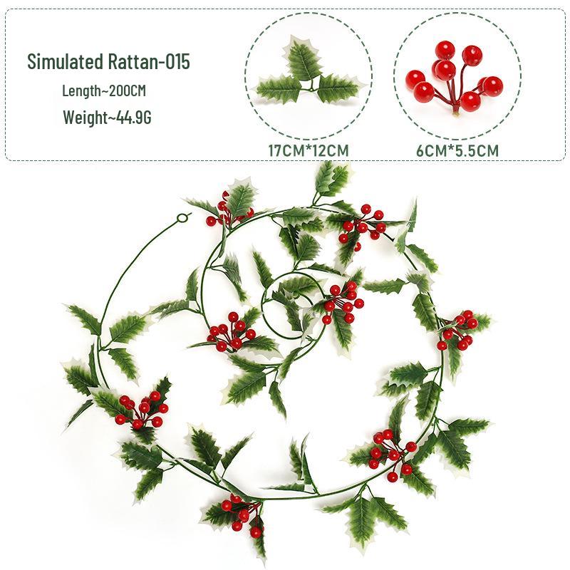 2026 Artificial Christmas Vine with Red Berries - European and American Wall Hanging Decoration