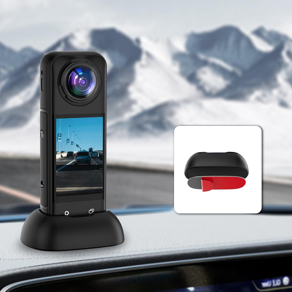 FLYMILE For Insta360 X5/X4 Car Mount Silicone Anti-Slip Mounting Base Upright Charging Design