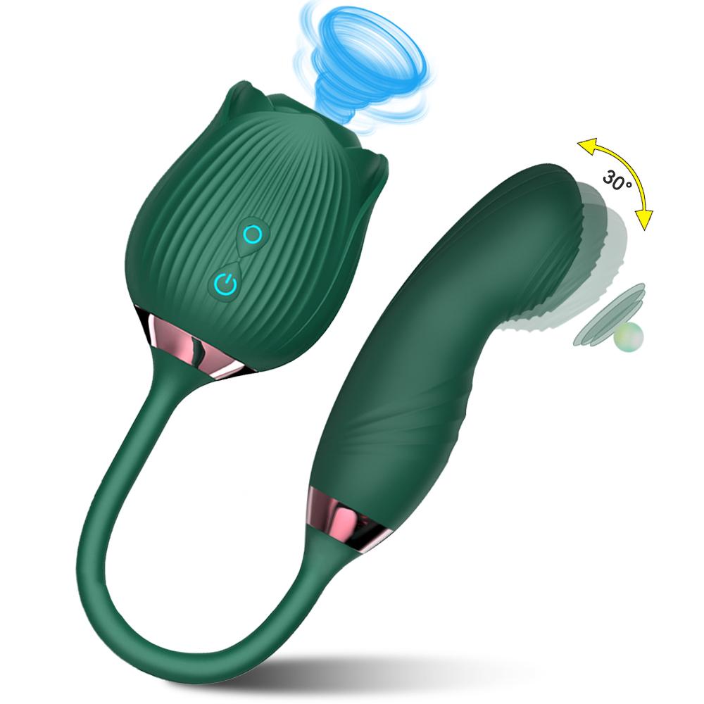 Sex Toy 2 In 1 Sucking Vibrator Nipple Penetration Vagina Rose-Vibrator G-spot Stimulator Masturbation Tools Women Audle Product Dildo Vibrating Egg