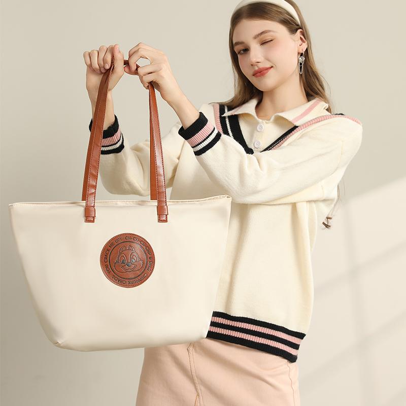 New Disney Mickey Series Polyester Tote Bag, Shopping Bag, Shoulder Bag Regular Women's Light Blue/Milk White DHF41095-A1
