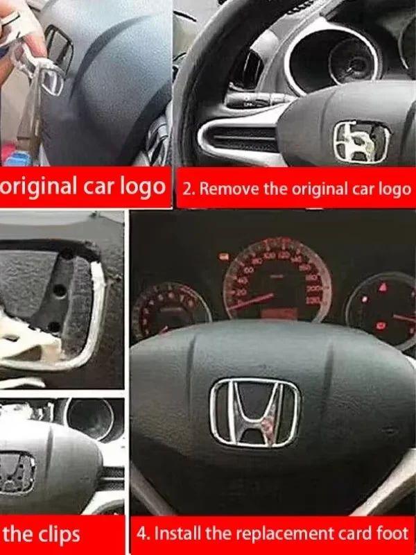 Honda Steering Wheel Cover Emblem Sticker 53mm/43mm ABS Car Accessory for Odyssey City Jazz Fit CRV Civic Accord Insight Jade RF6