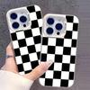 Black & White Plaid Phone Case for Apple iPhone 13-17 Pro Max - Cross-border European and American Style