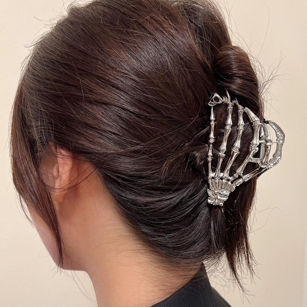 AWAYTR Electroplated Skull Claw Hair Claws Alloy Hair Clips Crab For Women Girl Gift Hair Accessories Halloween Headwear