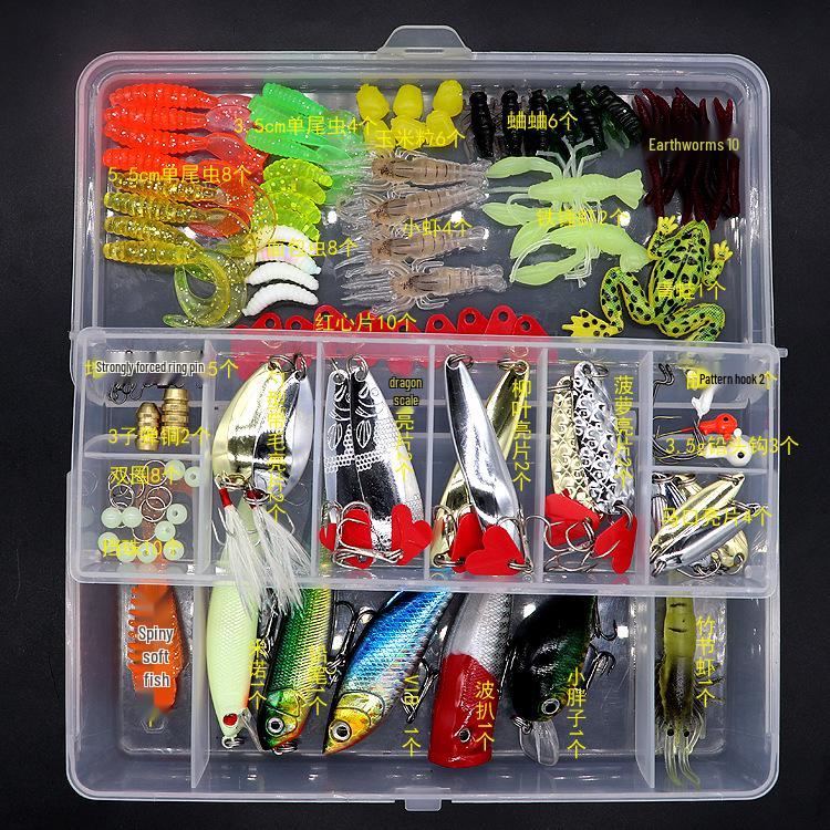 Lure Spinner & Soft Bait Thunder Frog Minnow Hook Combo Set In Box