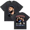 Washed Vintage Rapper Drake Take Care Album Graphic T Shirts Men Hip Hop Retro Tshirt Mens Fashion Casual Oversized Tee Shirt