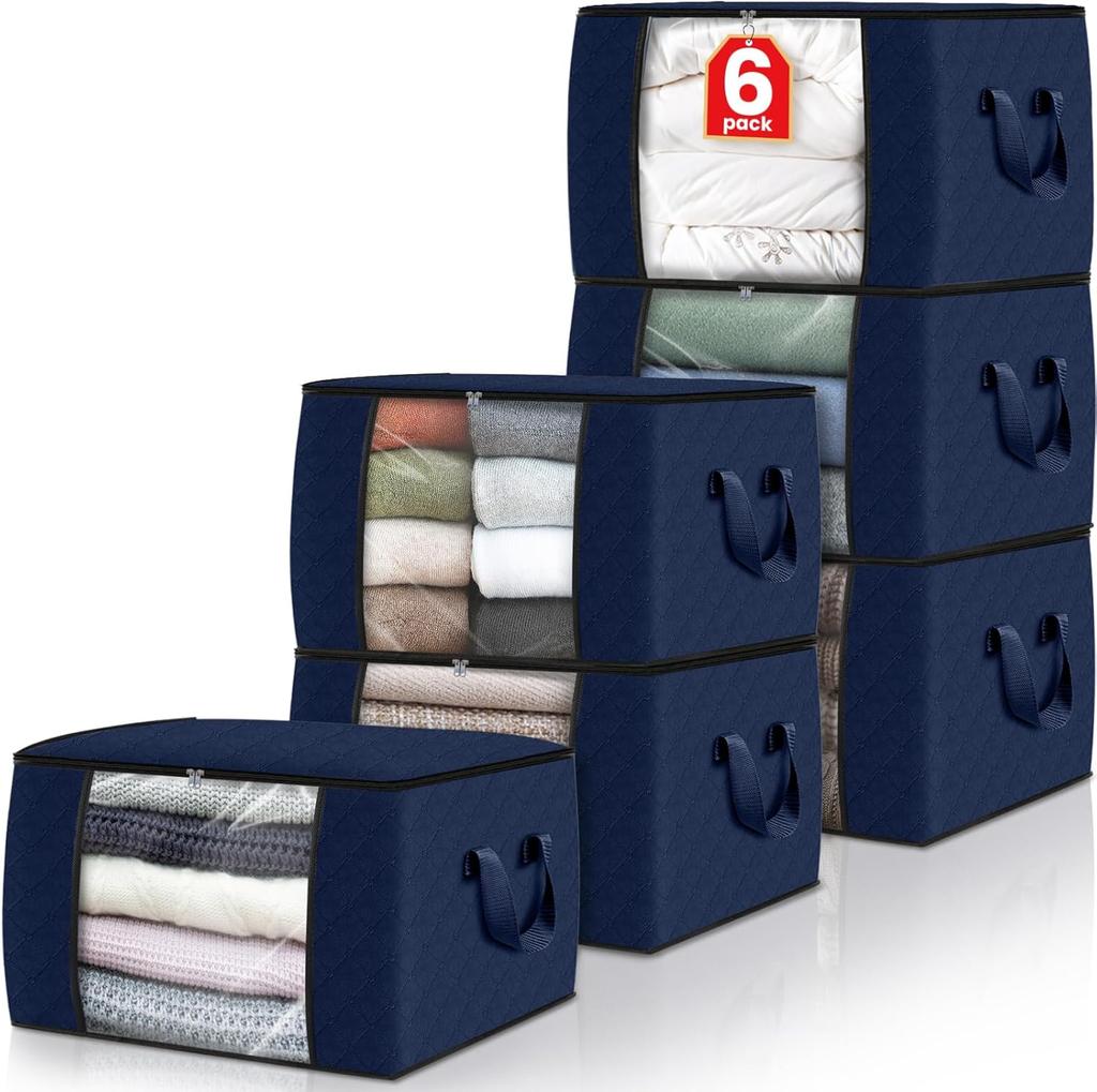Fab Totes Storage Bags,Clothes Blanket Storage Bins Foldable Closet Organizers with Reinforced Handle for Home Dorm Storage and Organization