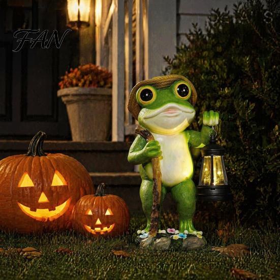 Solar Powered Garden Lights Black Cat Lantern, Stake Light, Waterproof Gnome Frog Retro Style Courtyard Decor Statue, Outdoor Lamp for Front
