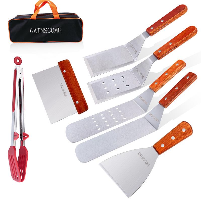 Stainless Steel Spatula Set: Kitchen, Hamburger, Frying, Teppanyaki, and Barbecue Tools