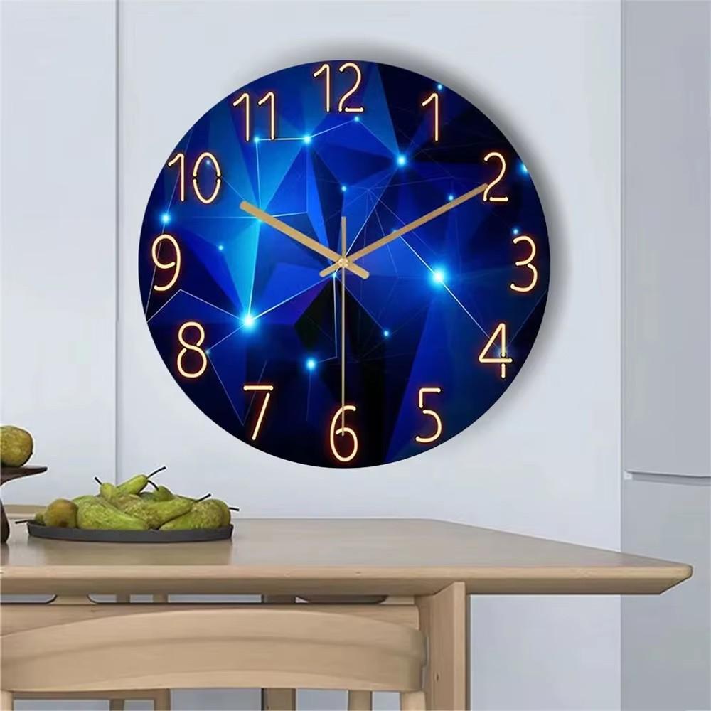 Glass Wall Clock Modern Design Landscape Light Luxury Colorful Art Reloj Pared Decorativo Clocks Living Room Bedroom Home Decor