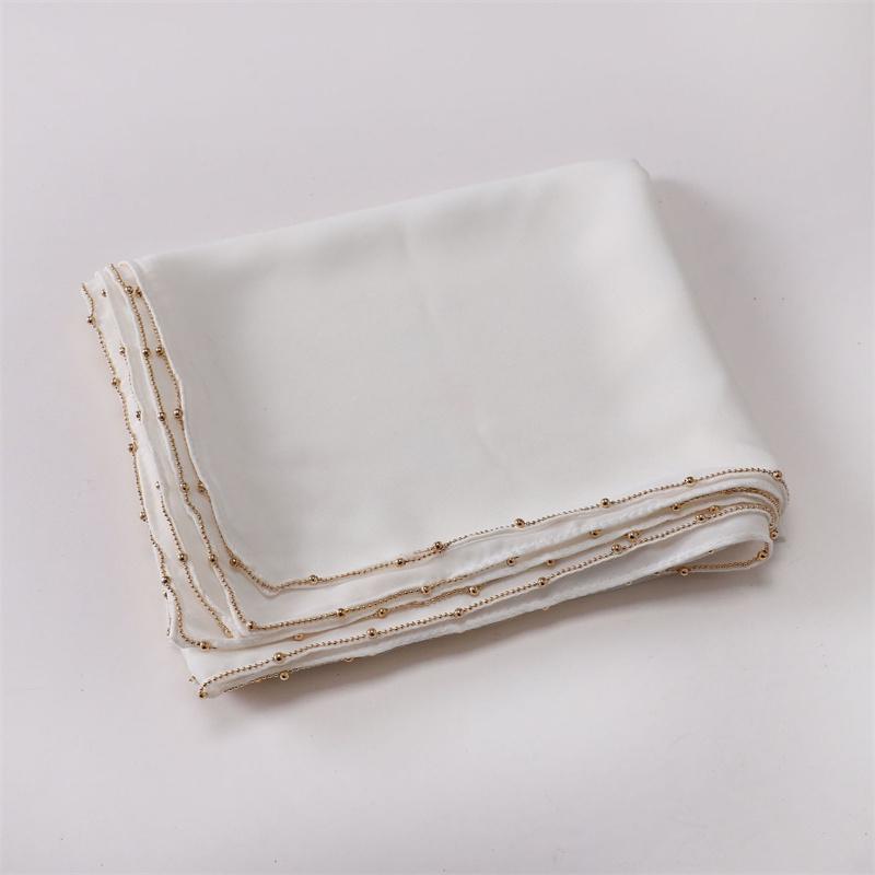 Gold Ball Bubble Chiffon Hijab Ramadan Solid Scarves Necklace Chain Shawls Women Sunscreen Headscarf Outdoor Windproof Head Wrap