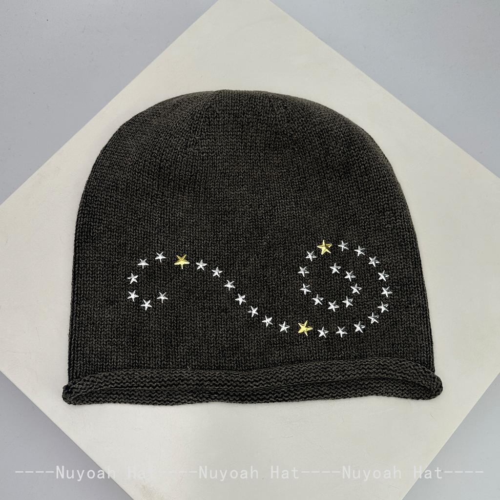 New Men Women American Retro Rivet Stars Knitted Hats Personal Warm Niche Fashion Street Beanies Hip-hop Versatile Loose Casual