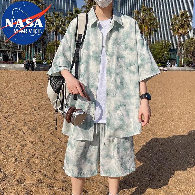 NASA MARVEL Men's Breathable Polo Shirt & Shorts Set