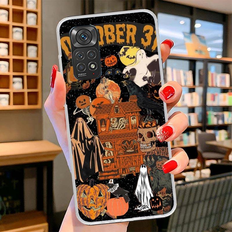 

Halloween Fall Art Witch Cat Cover Phone Case For Xiaomi Redmi Note 15 14 13 12 11 10 Pro Plus 14S 12S 11S 11T 11E 10S Soft Fund Redmi Note 14 Pro 5G