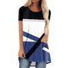 Geometric Stripes 3D Print Long T-Shirts Women O-Neck Short Sleeve T Shirt Streetwear Oversized Y2K Tops Tees Woman Clothing