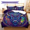 Psychedelic Animals Pattern Bedding Quilt Set Quilt Cover Pillowcase Home Decoration Birthday Gift (1 * Duvet Cover + 2 * Pillowcase, Without Core)