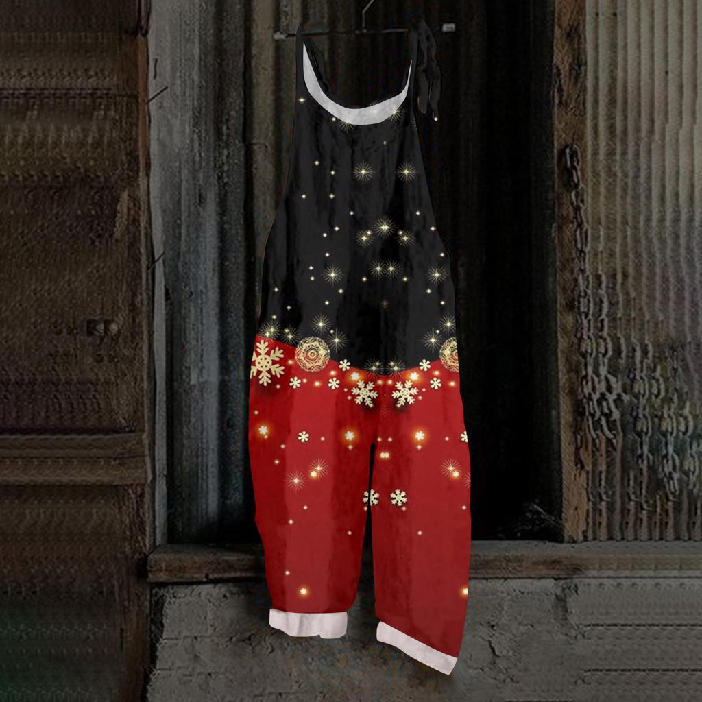 Damen Jumpsuit Halloween Print Lässig Locker Vintage Schulterträger Baumwolle Leinen