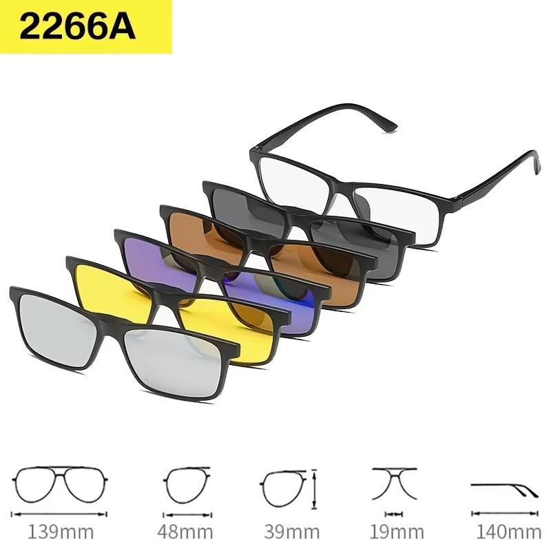 6 In 1 Myopia Magnetic Sunglasses Men Polarized Clip On Women Small Square Glases Ultra-Light Night Vision Eyewear -1.0 TO -6.0