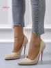 Fashion Aphixta 4.72 Inch Super High Stiletto Heels Pumps Women Solid Office Flock Pointed Toe Party Shoes Woman Plus Large Size 44 45