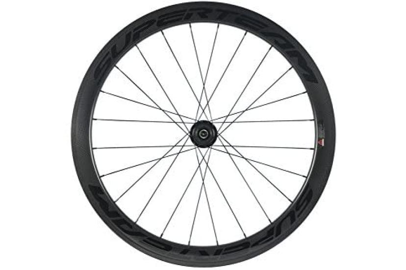 SUPERTEAM Carbon Fiber Road Disc Brake Wheelset 50mm Clincher Wheel 25mm Width Type Front Rear (Six-Bolt, Thru-Axle 12100mm 12142mm)