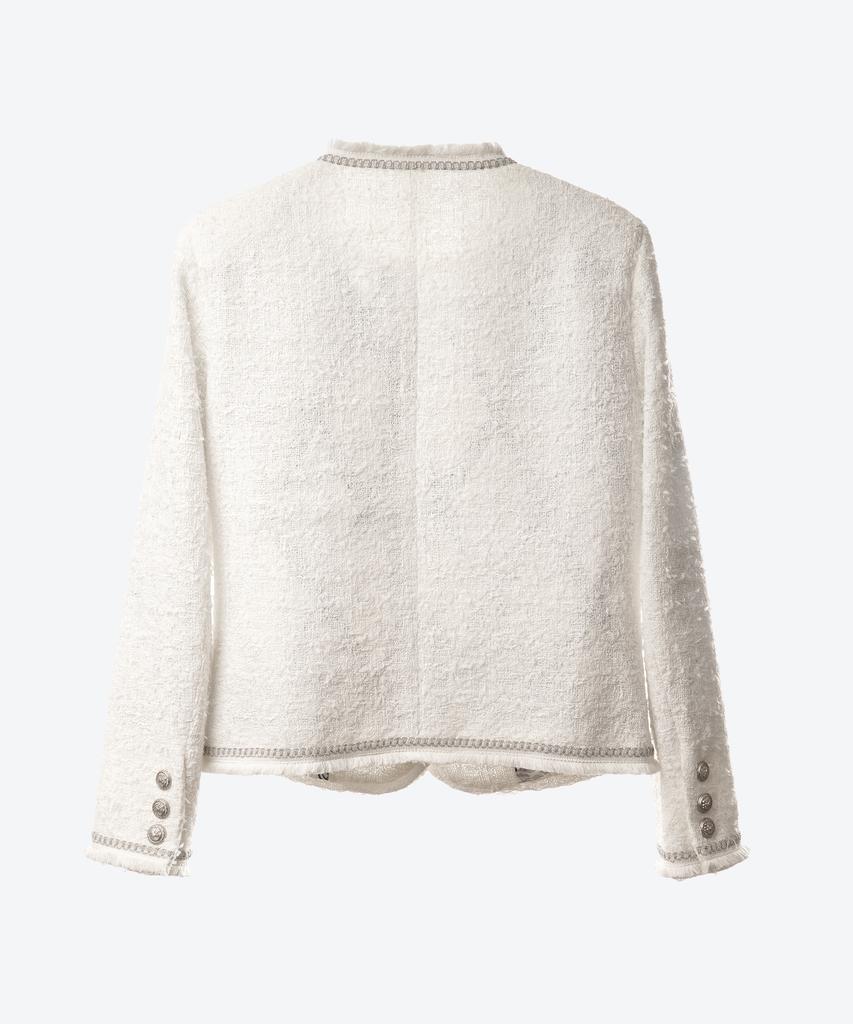Untage Chain Fringe Tweed Jacket [White(Woman)]_Uto-Fb52