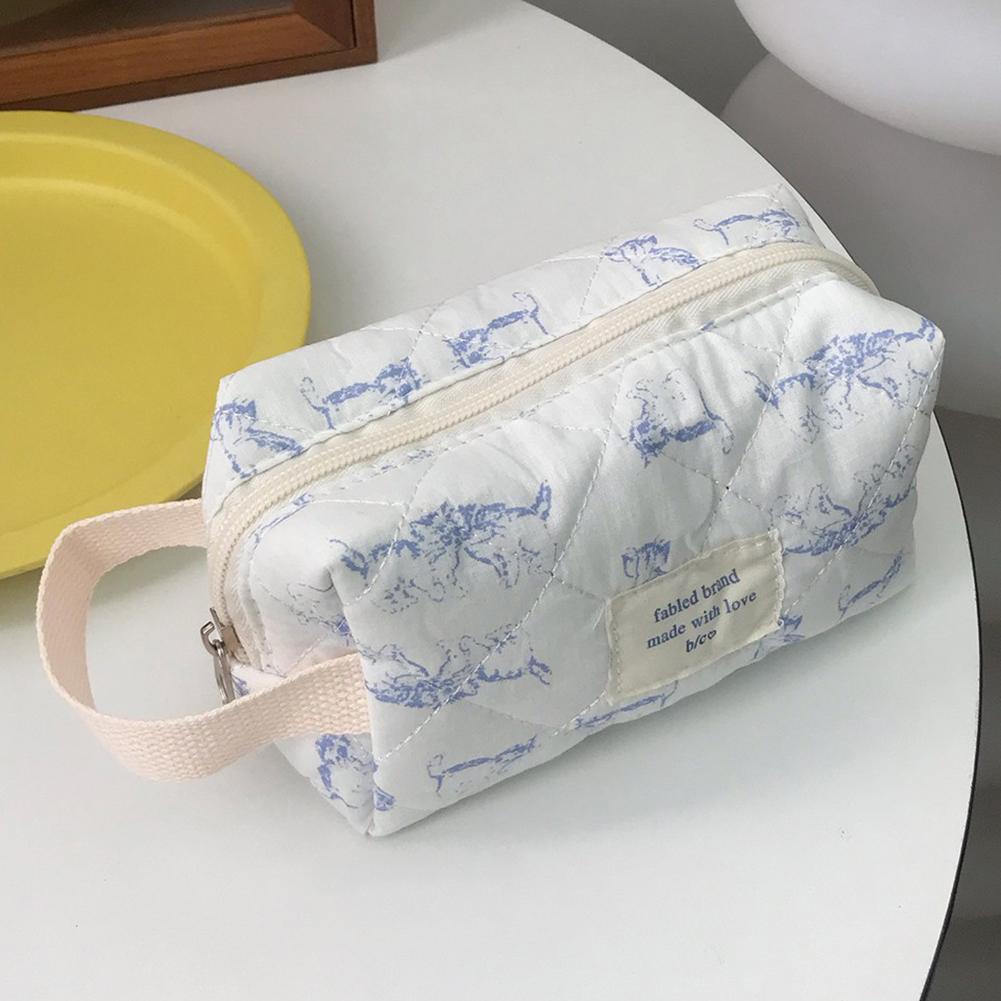 Gesteppte Make-up-Tasche Damen Reise Kosmetiktasche Groß Kosmetikhalter Etui Ästhetisch Tragbare Kosmetiktasche Floral Kulturtasche