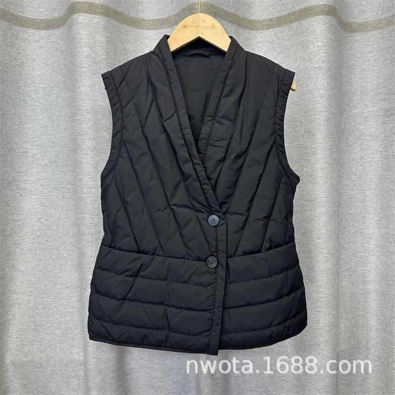 Light Down Vest Women's Short Autumn and Winter V-neck Liner Bottoming Vest White Duck Down Slim-fitting Vest
