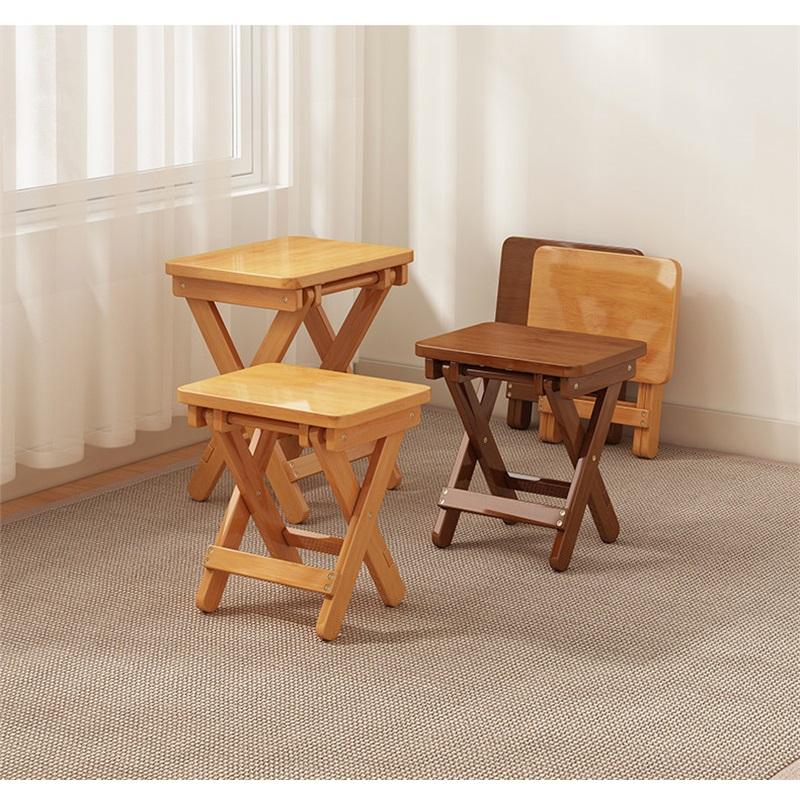 Household Foldable Horse Stool, Solid Wood Wear-resistant Low Stool, Comfortable Sitting Bench for Indoor Use